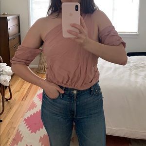 Free People One-Shoulder Pink Top